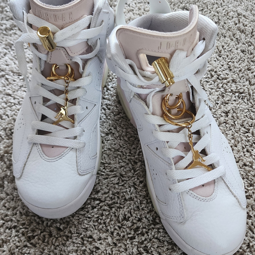 Air Jordan 6 Gold Hoops Retro Women’s White & Light Pink High-Tops